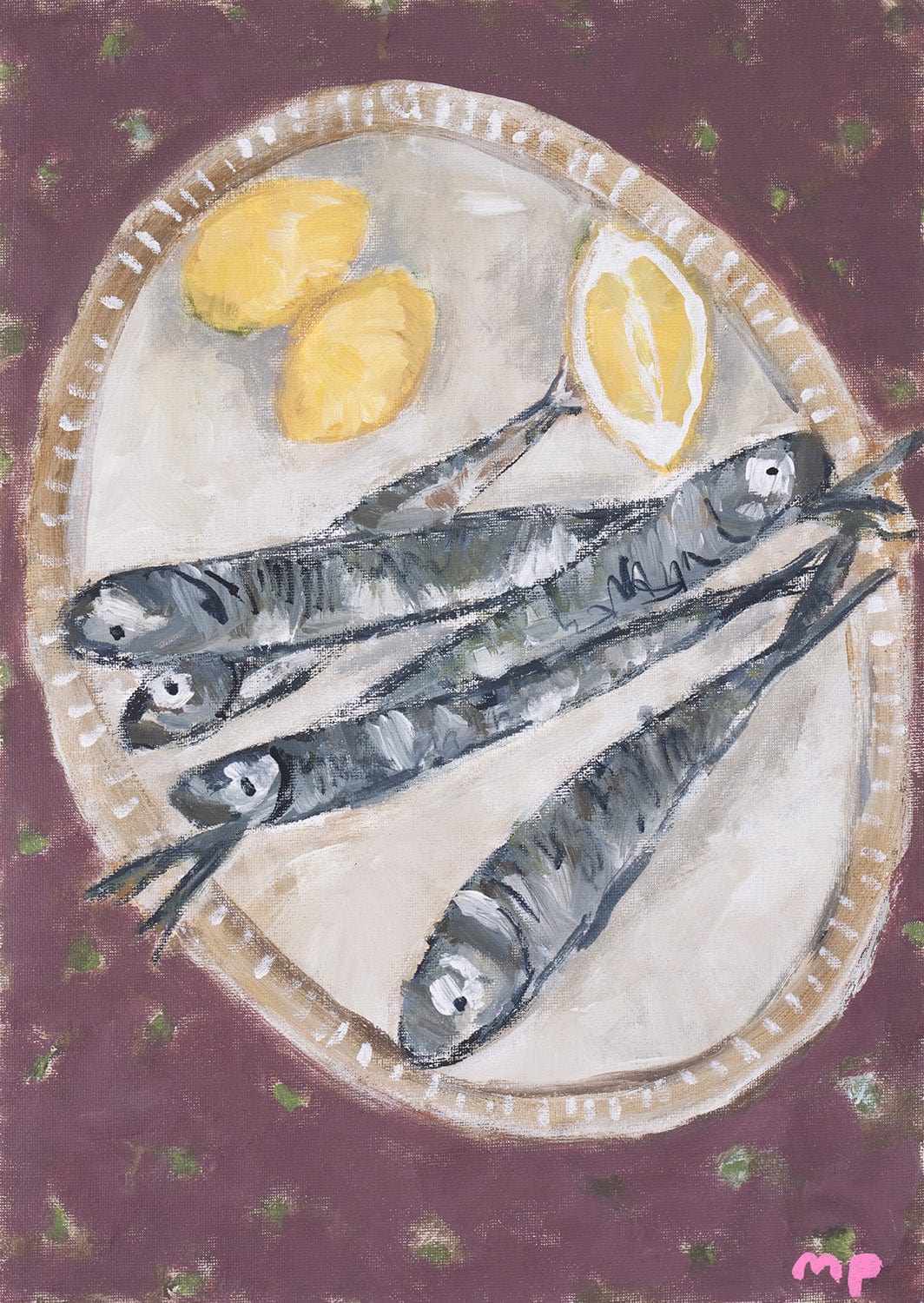 Pilchard Plate - Original Painting - Marcia Priestley